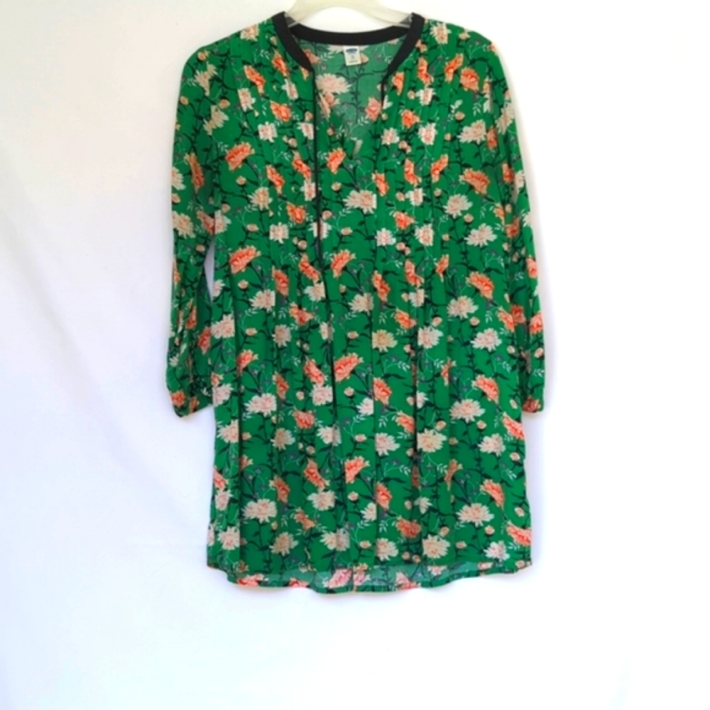 OLD NAVY | Floral Tie-Neck Mini Swing Dress - Picture 3 of 11